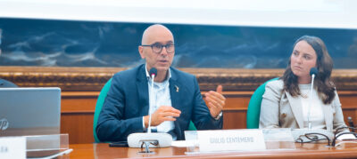 Giulio Centemero at the conference "Drugs, people, and terror: Illegal traffickings in the Mediterranean", sponsored by the Machiavelli Center for Political and Strategic Studies in Rome, Chamber of Deputies, 7th Nov. 2023