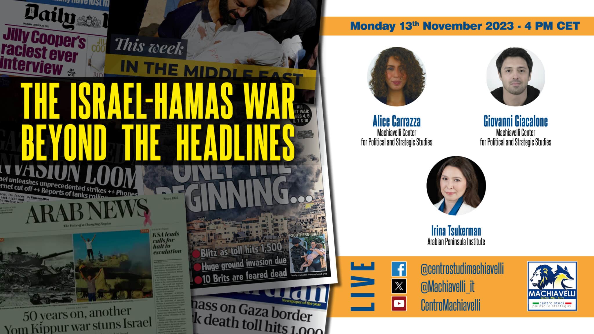 israel hamas war beyond the headlines, giovanni giacalone, irina tsukerman, alice carrazza