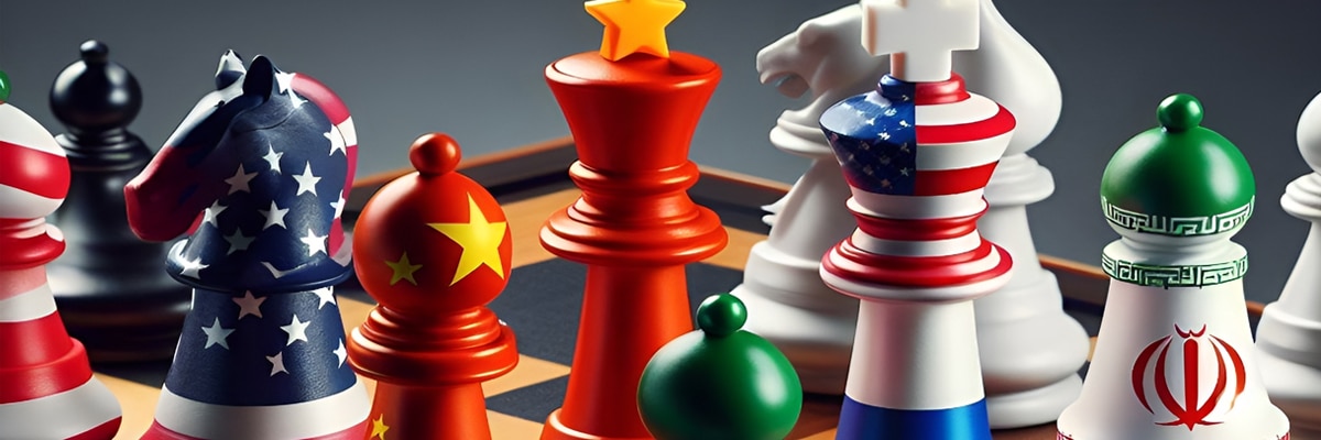 Scacchiera geopolitica USA Cina Iran Russia